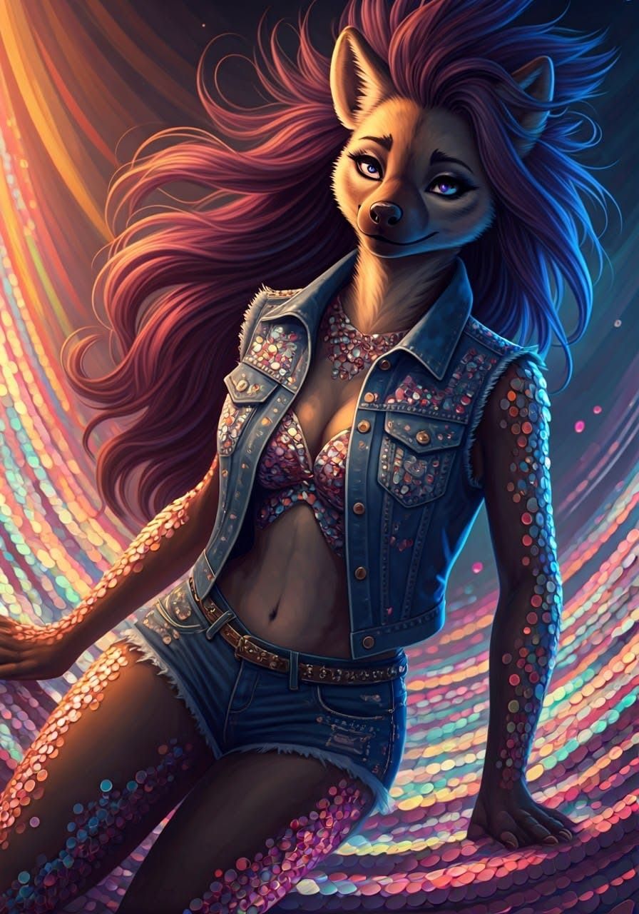 Surreal Futuristic Goddess Radiates Multicolored Light