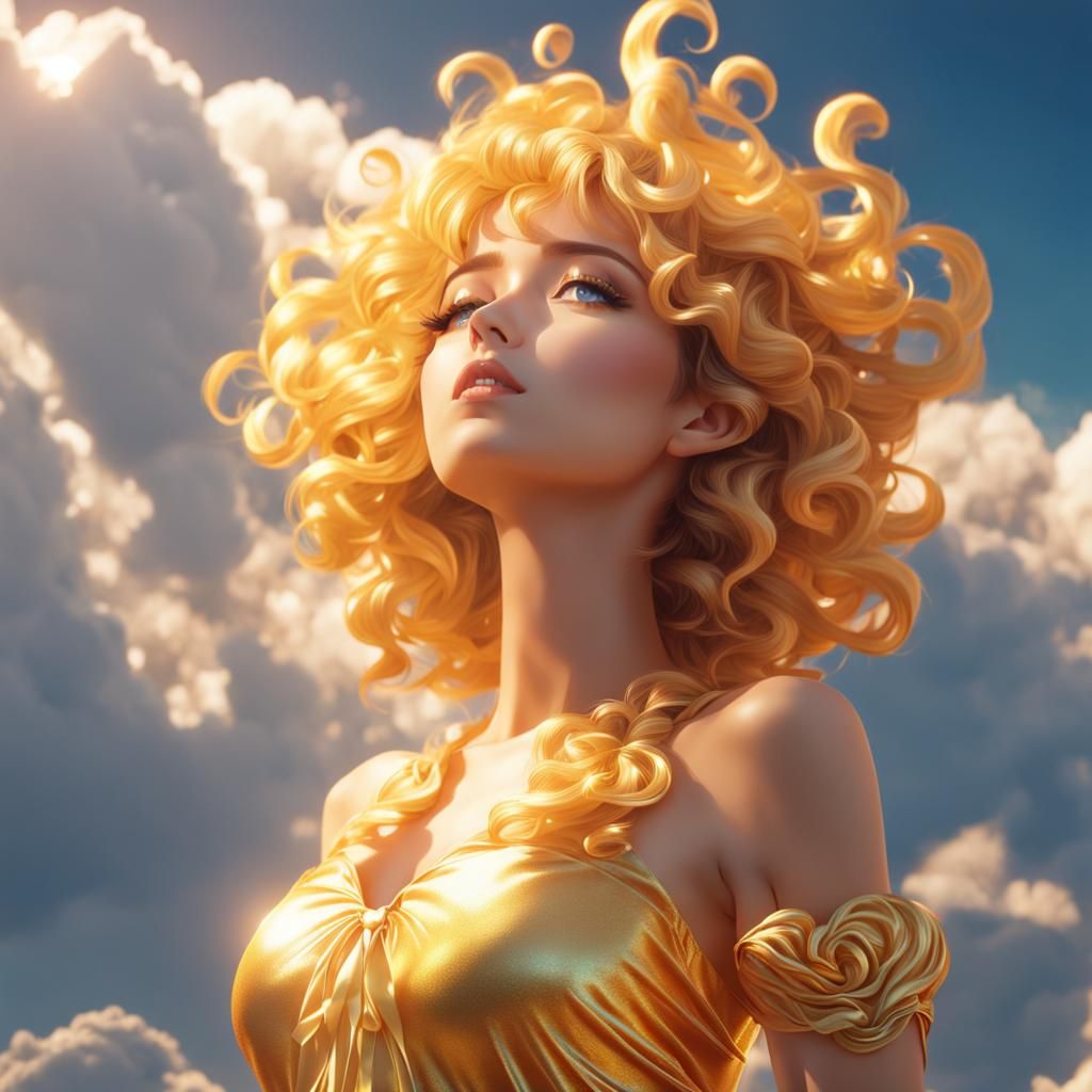 Beautiful golden skin anime model full body