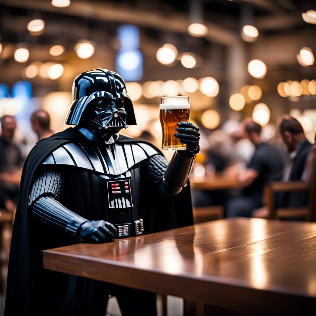 Darth Vader Relaxes with a Beer