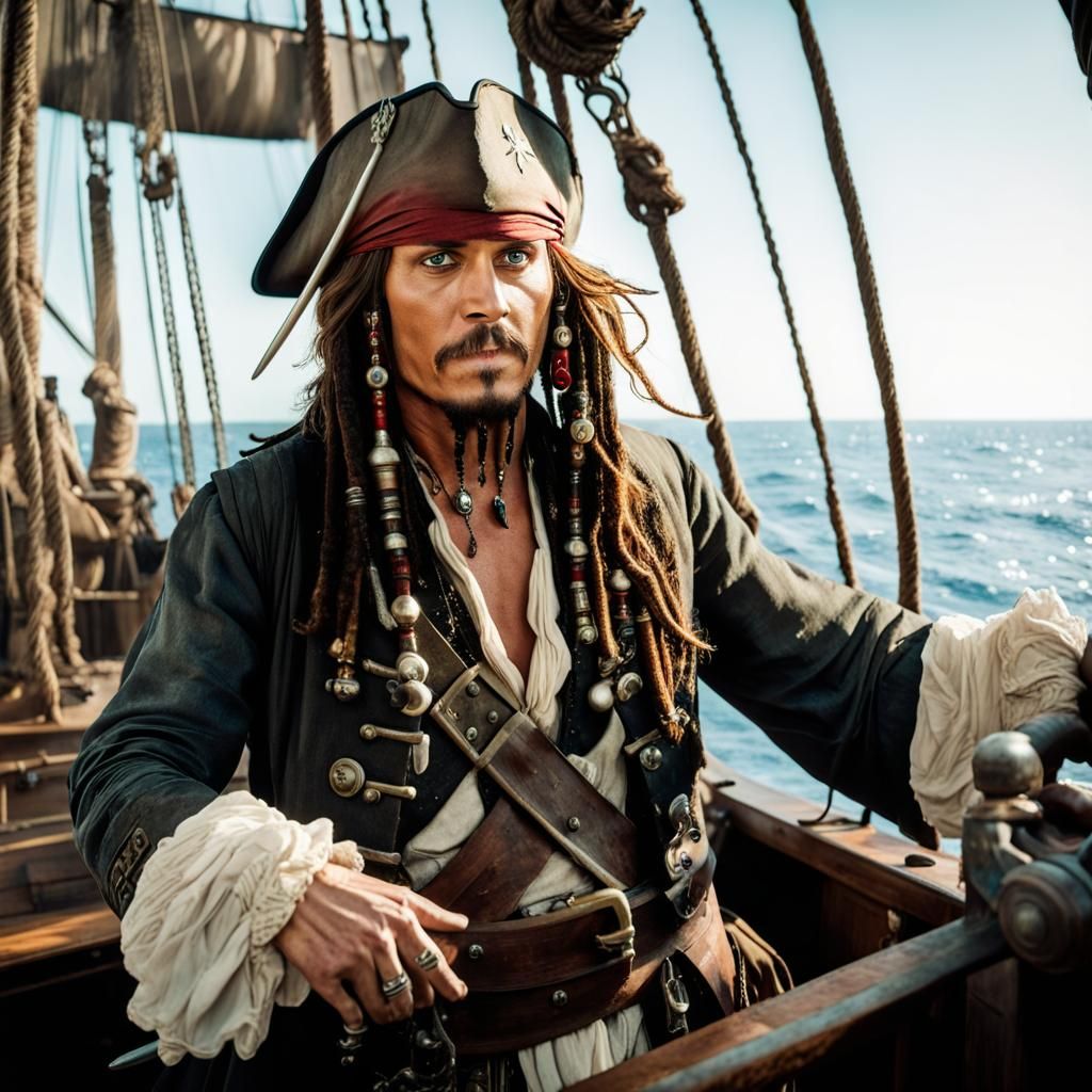 Captain Jack Sparrow/Johnny Depp at the helm (series)