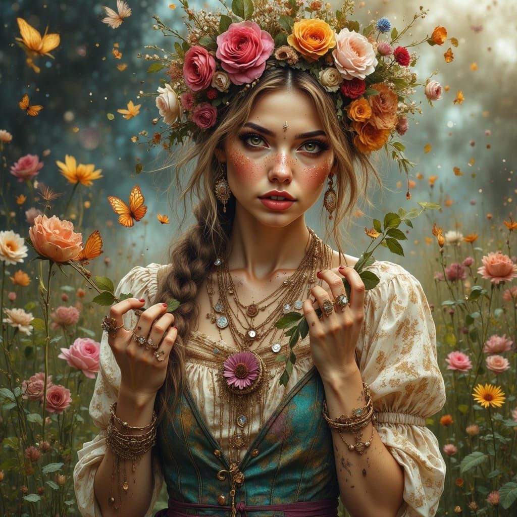 Celestial Botanist Blooms in Colorful Trashpunk Garden