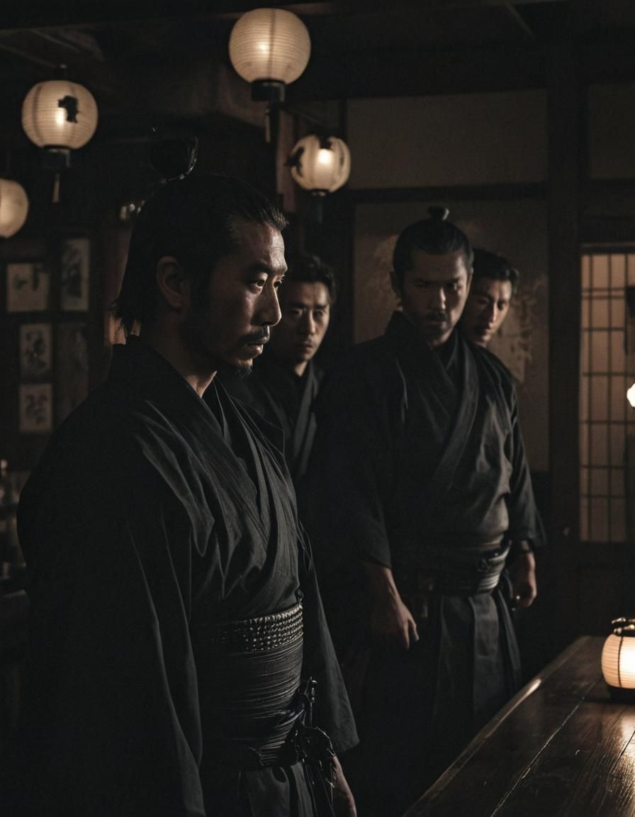 Samurai Dialogue on Good and Evil in Film Noir Style
