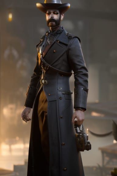 Steampunk Chicken Portrait in Gothic Art Style