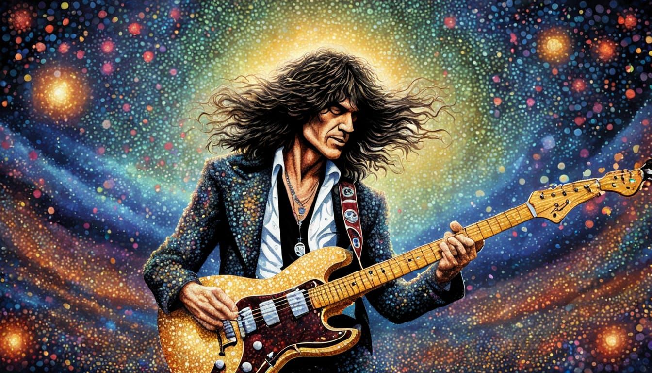 Pointillist Musical Glow Artwork Inspired by "Dream On"