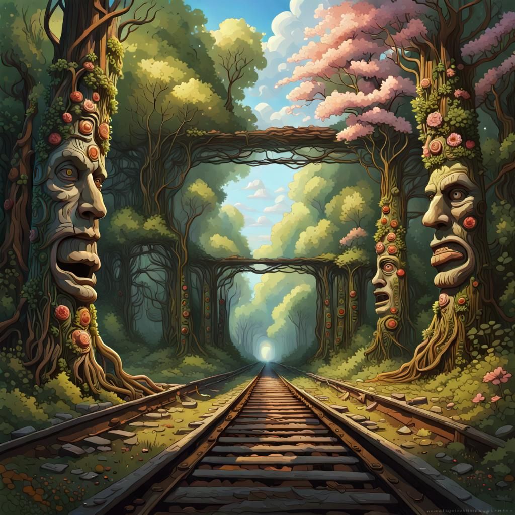 Hyperrealistic Totem Poles in Primeval Forest