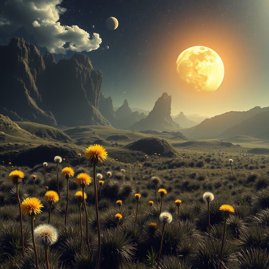 Alien Dandelion Planet Landscape