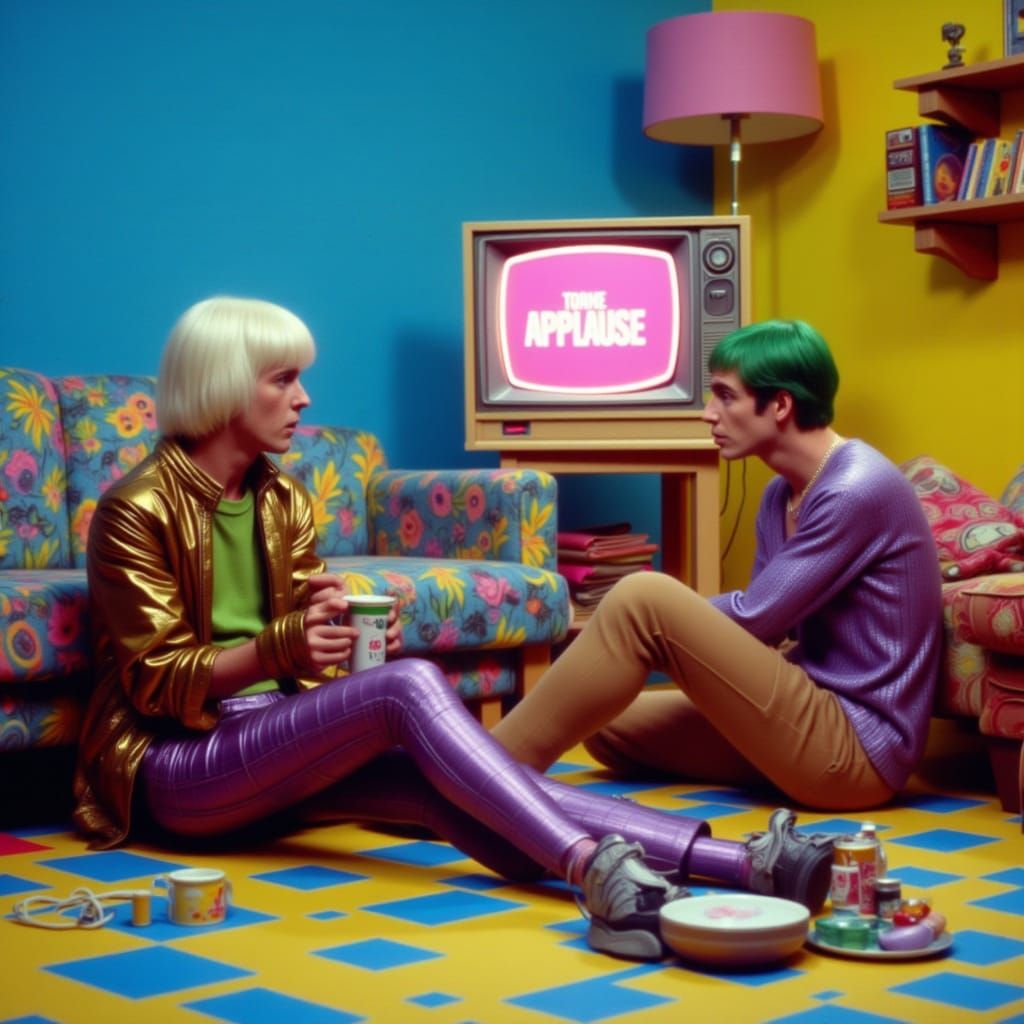 Vibrant 80s Room with Distorted Memories