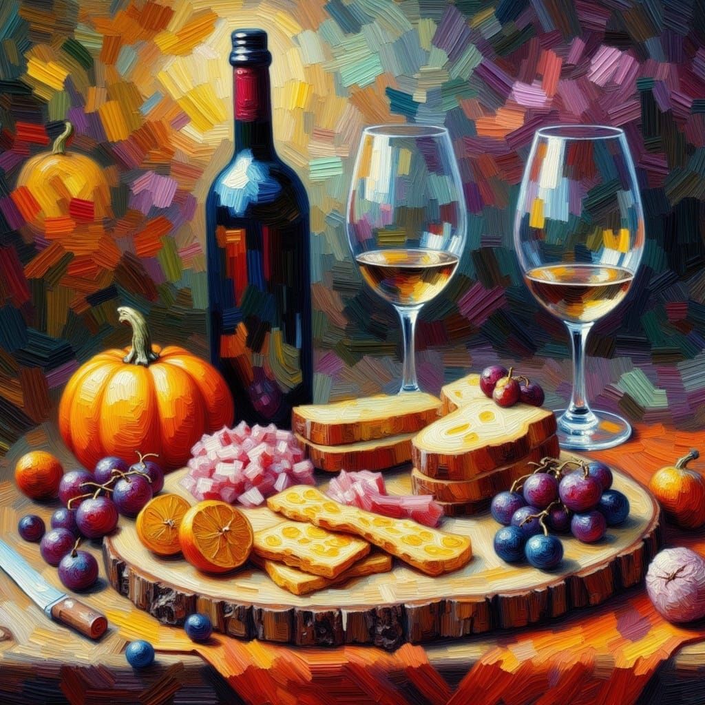 Halloween Still Life in Impasto Oil Style