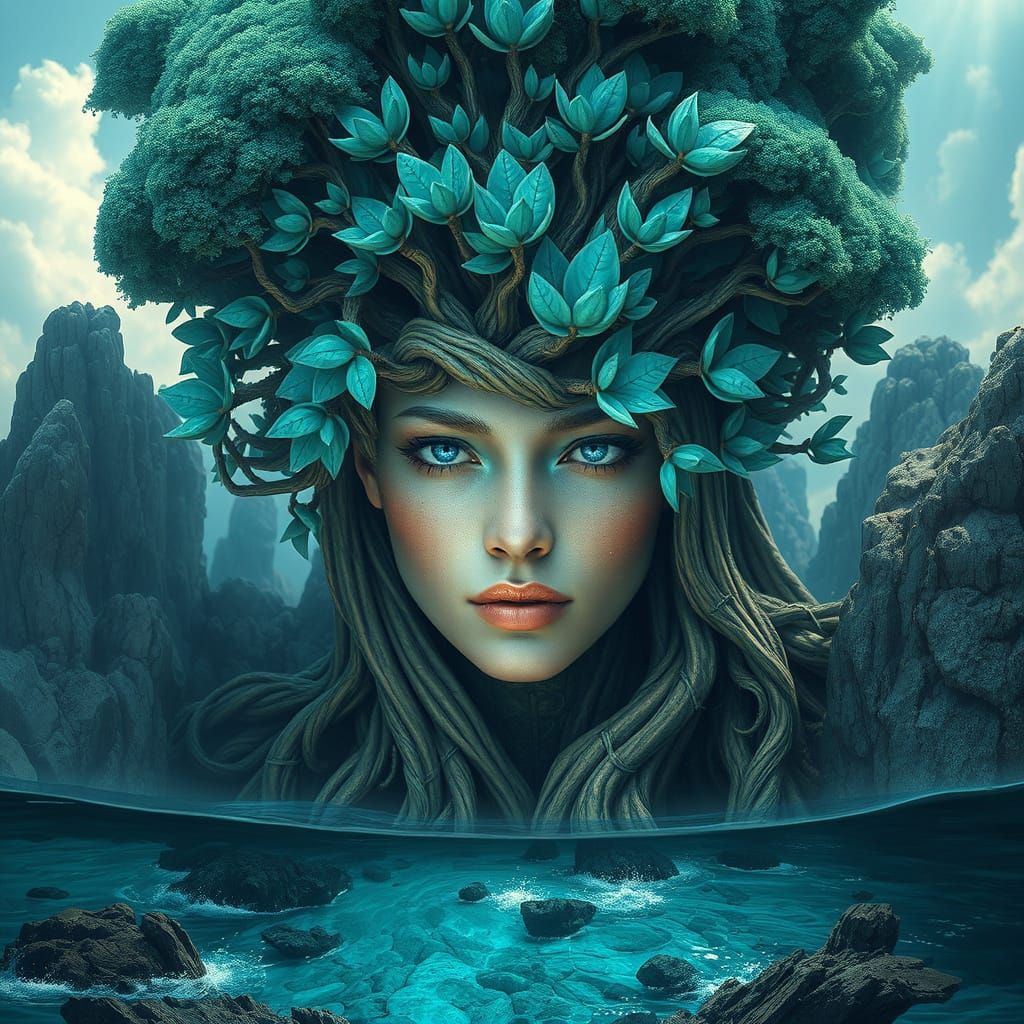 Sequoia Goddess Rises in Surreal Landscape Portrait