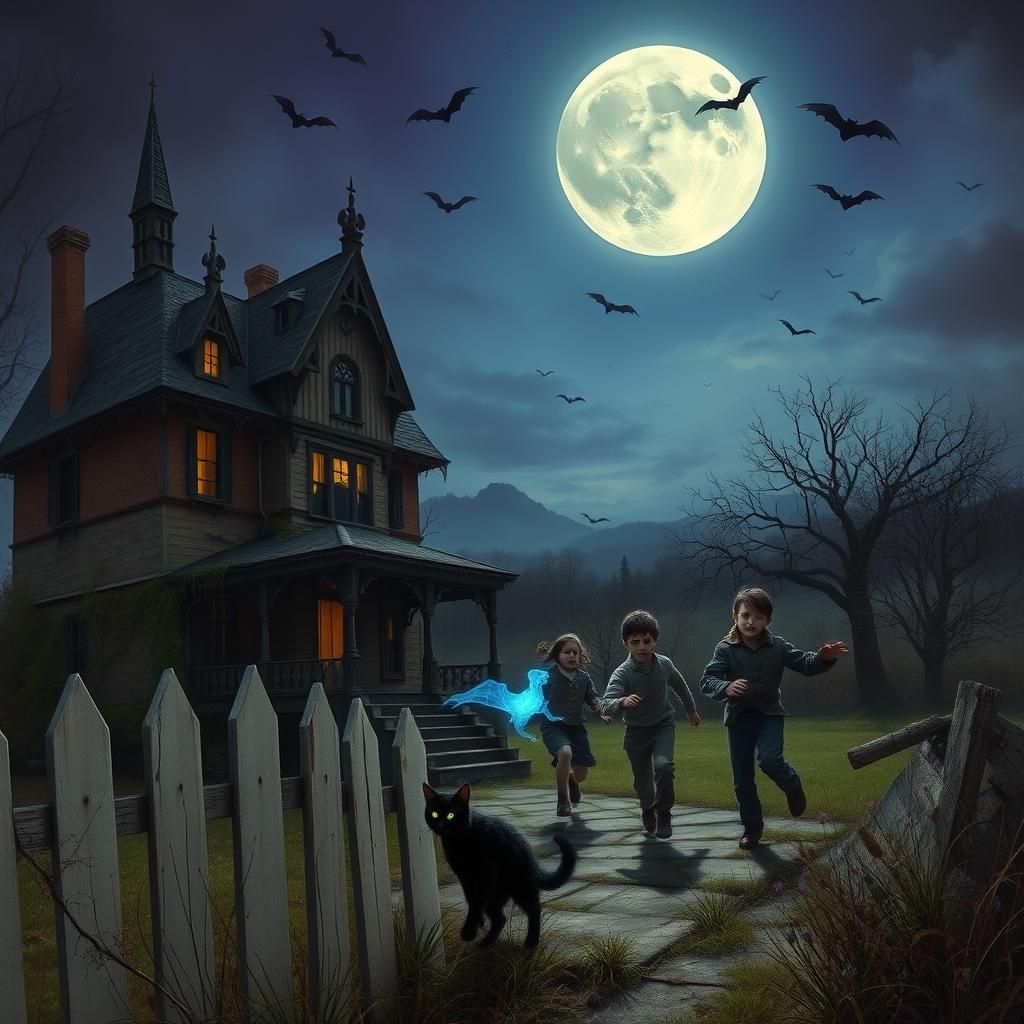 Haunted Victorian Mansion with Ghostly Apparitions