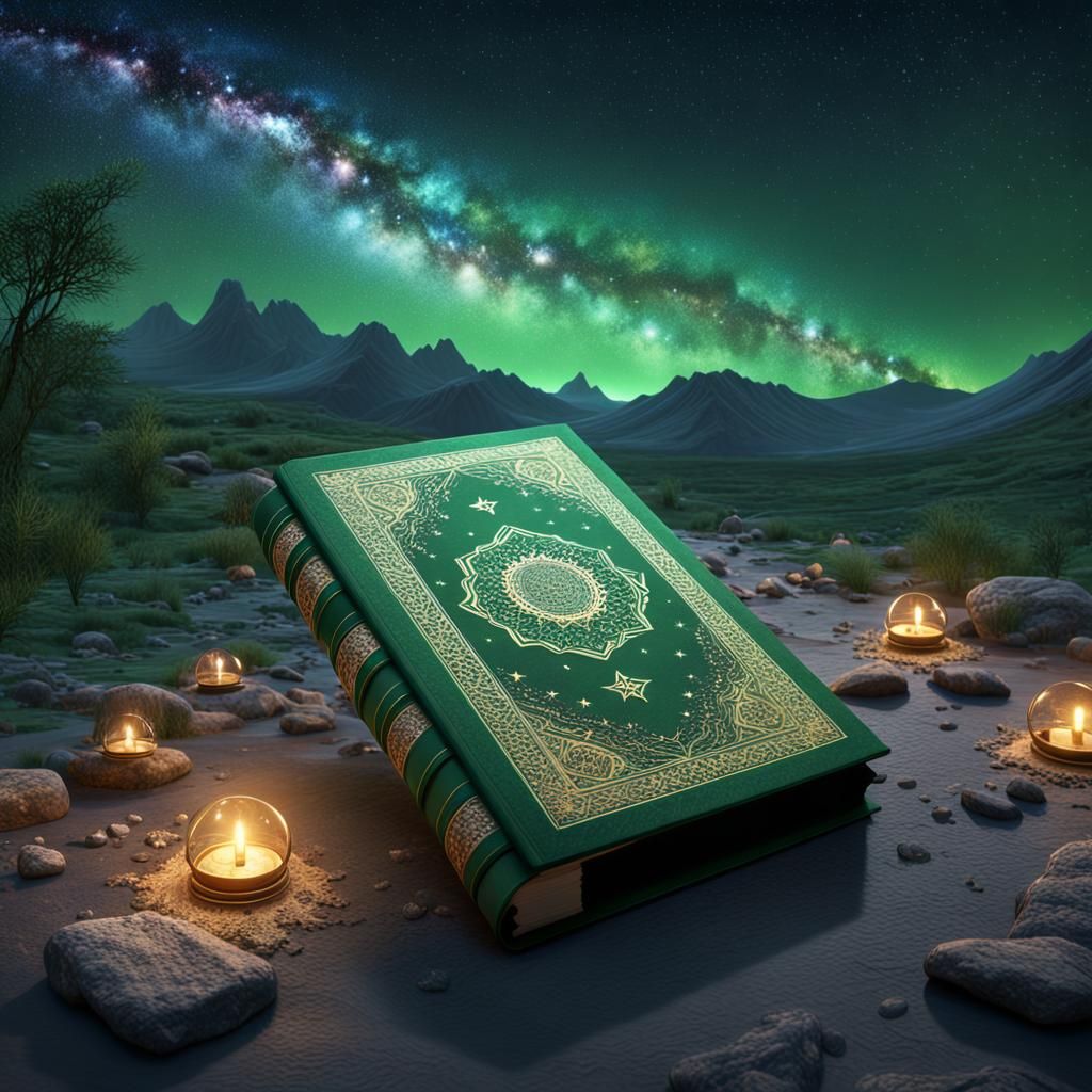 The Holy Quran with Stars, Detailed Matte Painting