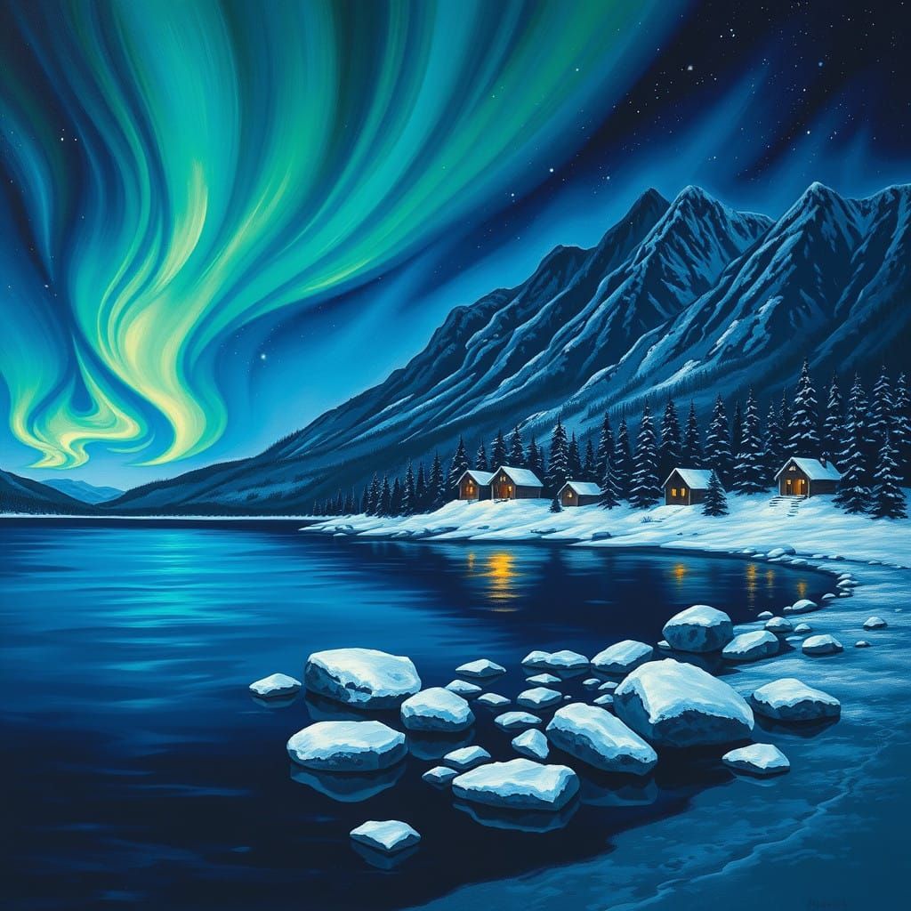 Winter Wonderland Under the Northern Lights