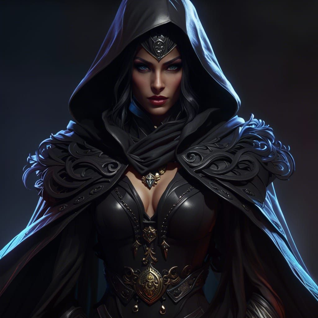 Ethereal Shadow Thief in Dark Hood, Fantasy Art