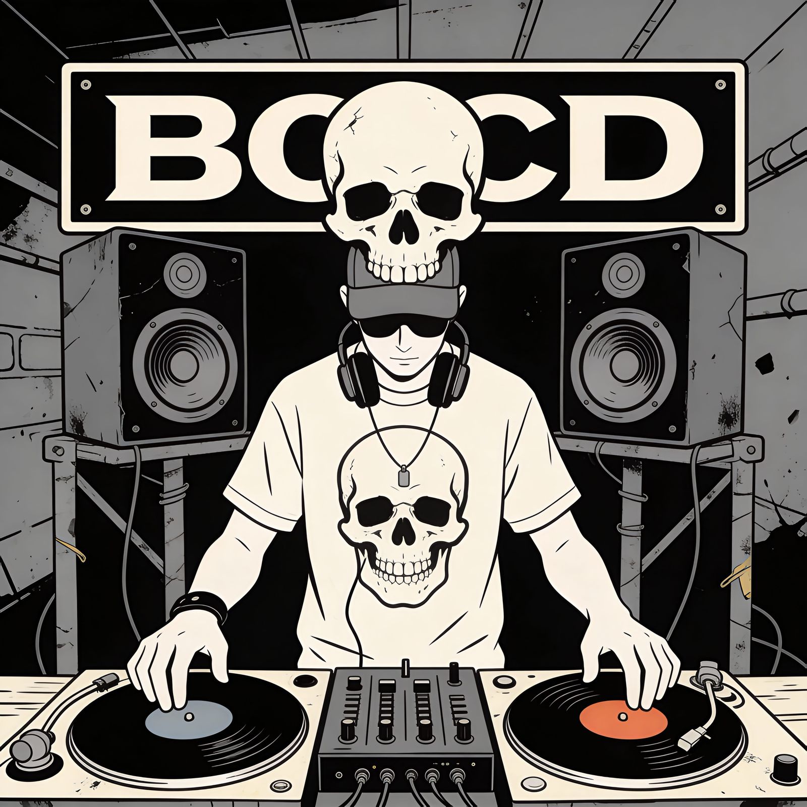 Post-Apocalyptic DJ Rock & Roll T-Shirt Art