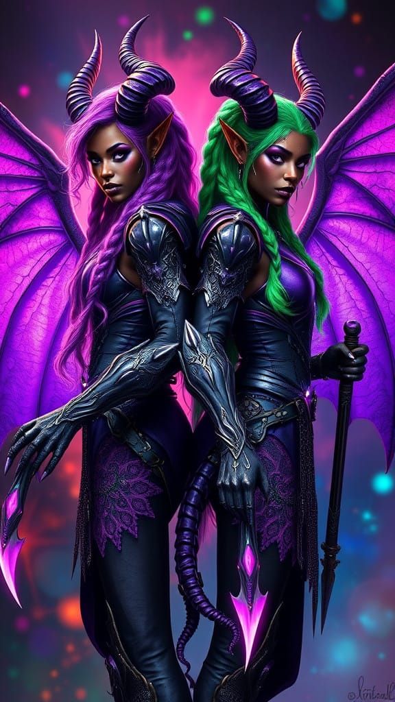 Black Twins Unite in Hyper-Realistic Fantasy Armor