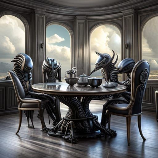 Xenomorph Tea Party in Biomechanical Style