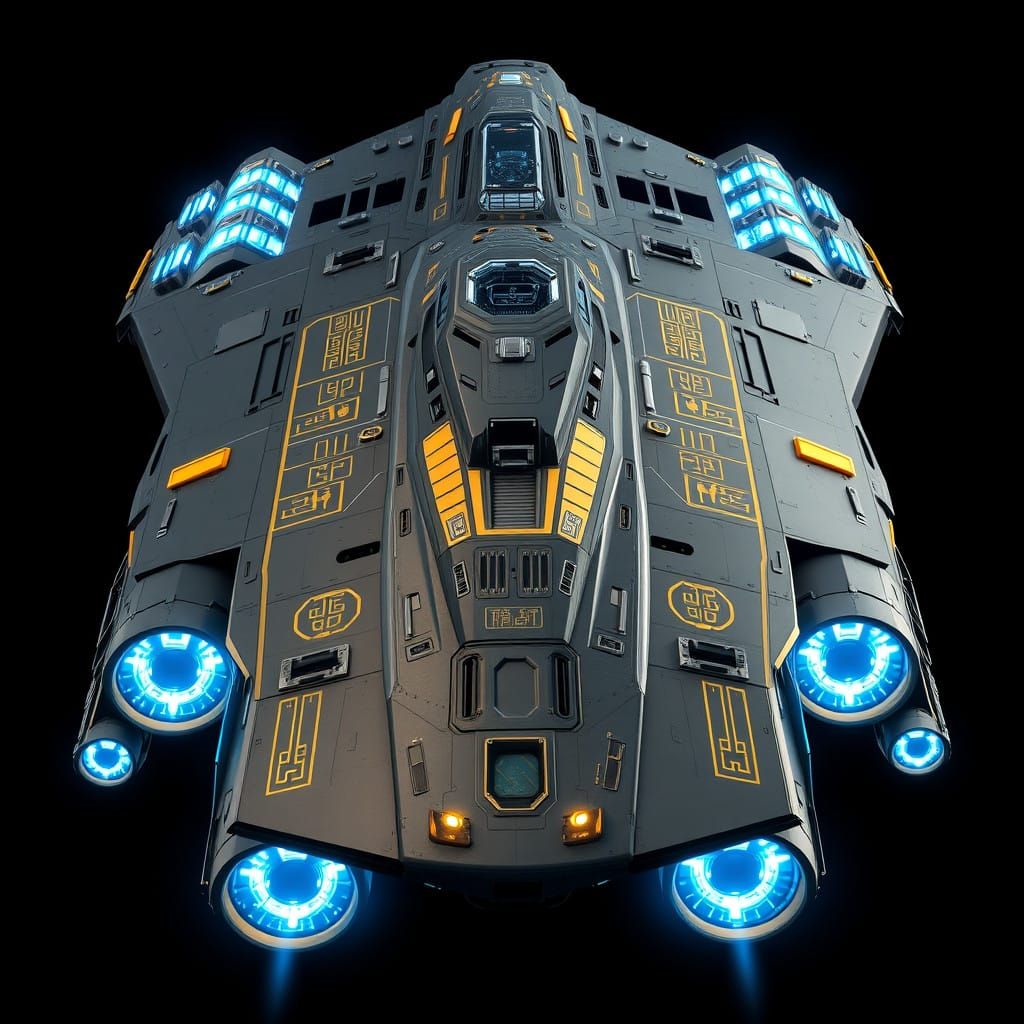 Elegant Starship Hybrid in Cyberpunk Aesthetic