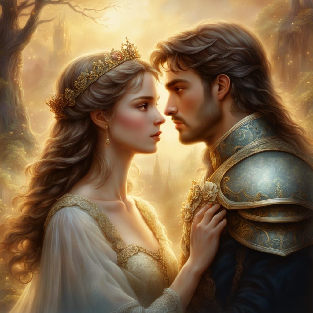 Ethereal Prince and Princess in Romantic Golden Light