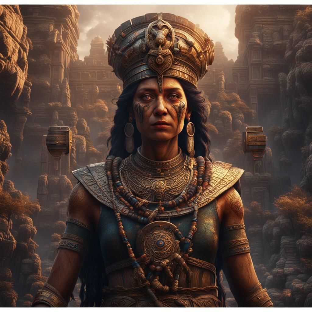 Tragic Sumerian Woman: Detailed Matte Painting