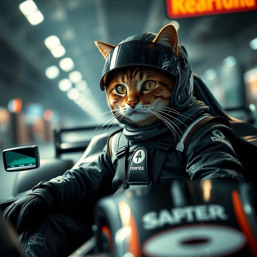 Fat Cat Speed Demon in F1 Racing Suit