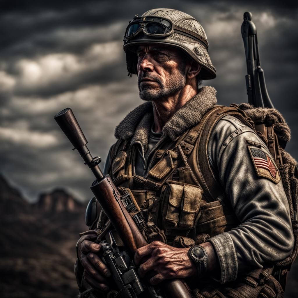 Hyperrealistic Ranger Veteran Warrior in Cinematic Style