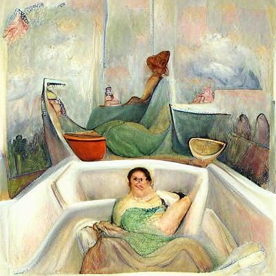 Woman Relaxing in Bathtub: Serene AI Image