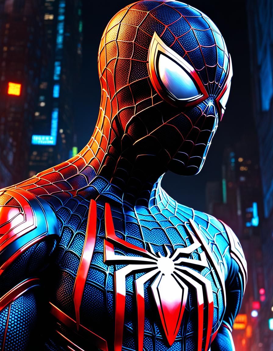 Biopunk Spiderman Portrait in Hyperrealistic Style