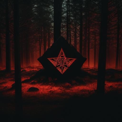Eerie Forest Pentagram in Chiaroscuro Lighting
