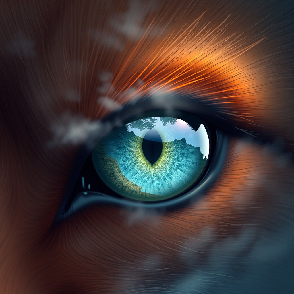 Fox Eye Reflecting Misty World: Detailed Matte Painting