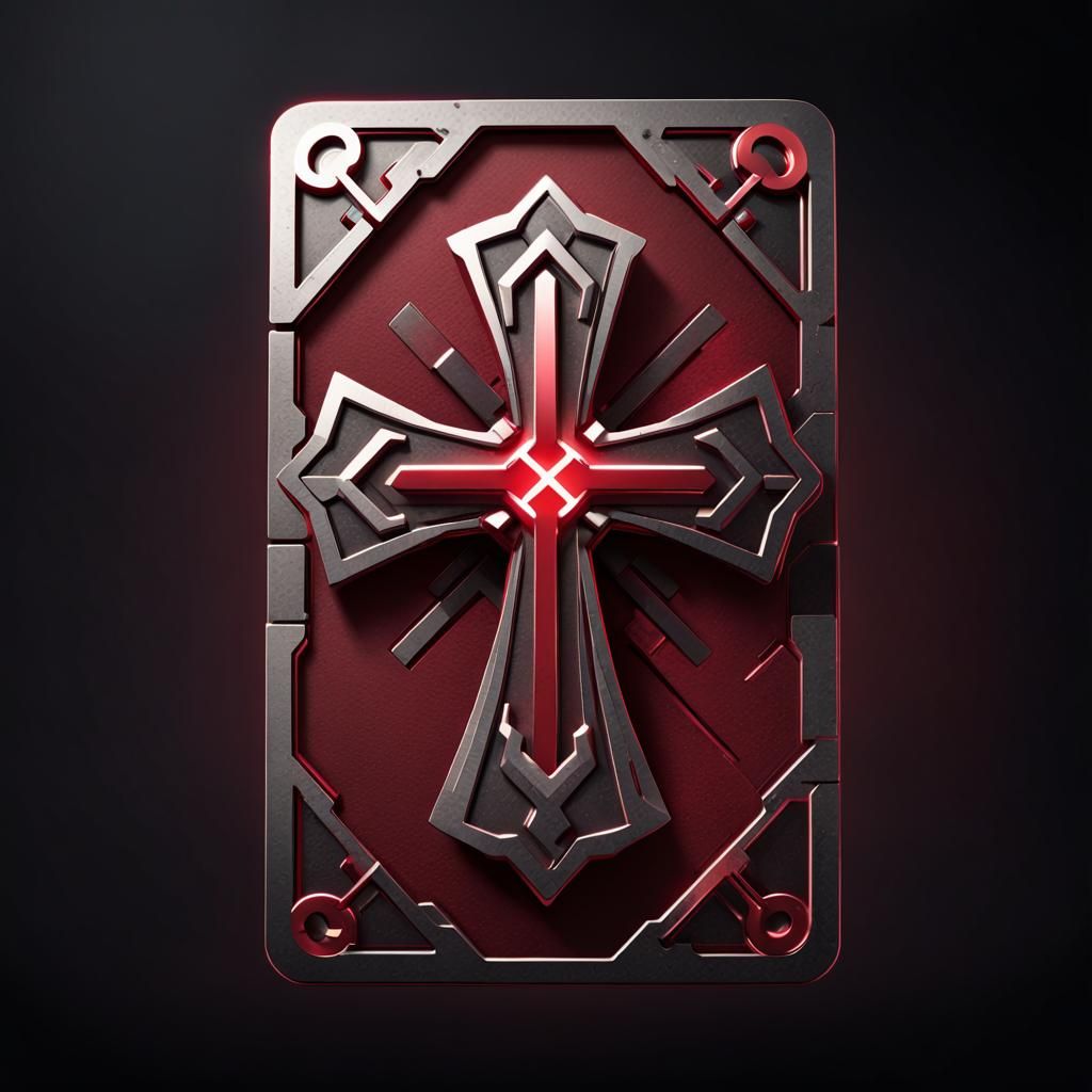 Unique Red Cross Symbol Business Card: 3D Render