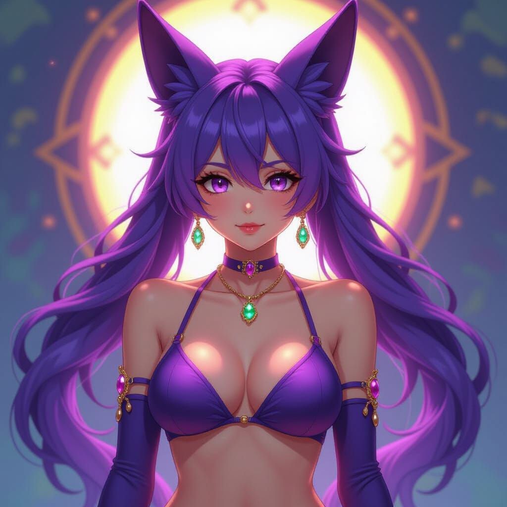 Anthropomorphic Espeon Portrait with Vibrant Colors