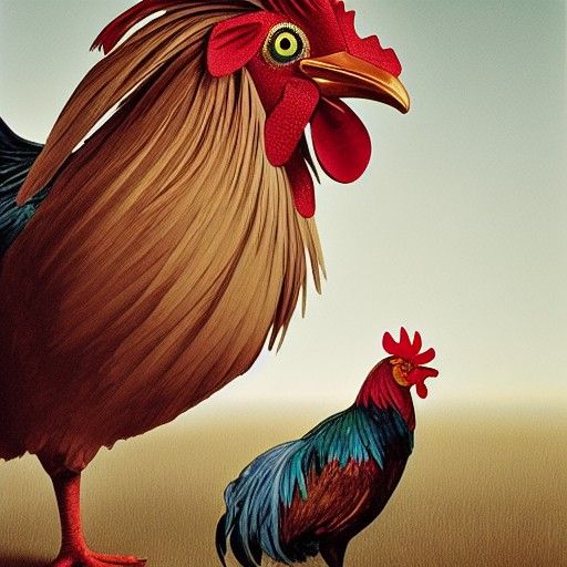 Triumphant Rooster After Fight: Sinister Art