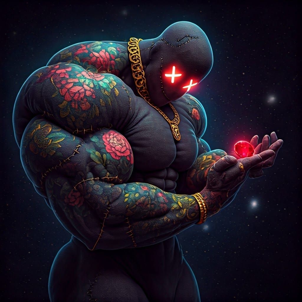 Muscular Fabric Arm with Ruby in Cosmic Setting