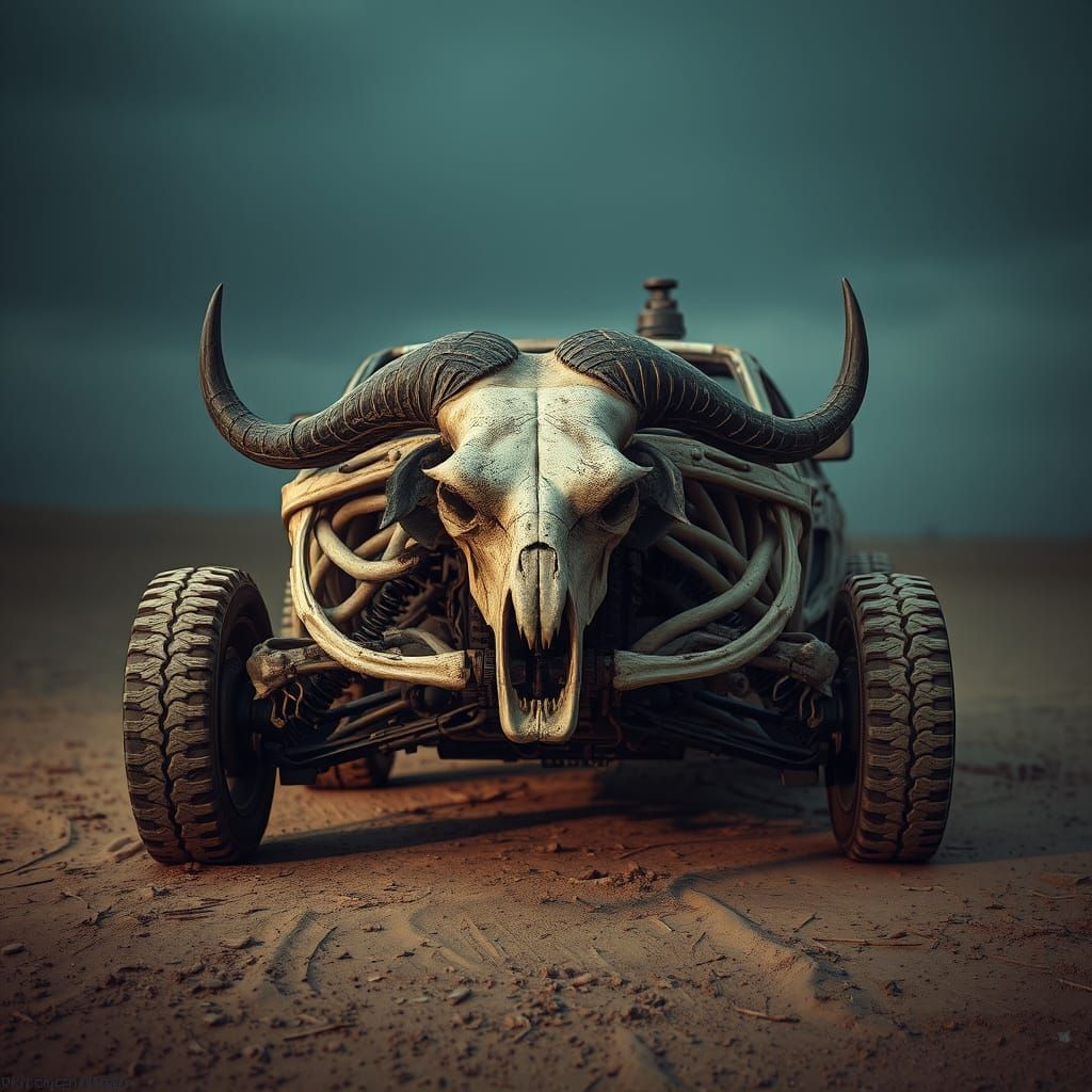 Post-Apocalyptic Buffalo Skull Car in Mad Max Style
