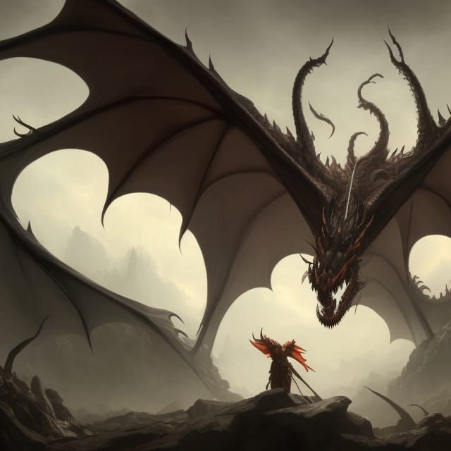 Dragon Reigning Terror: Dark Fantasy Concept Art