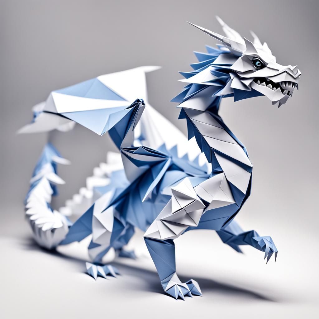 Majestic Origami Dragon Papercraft in 8K
