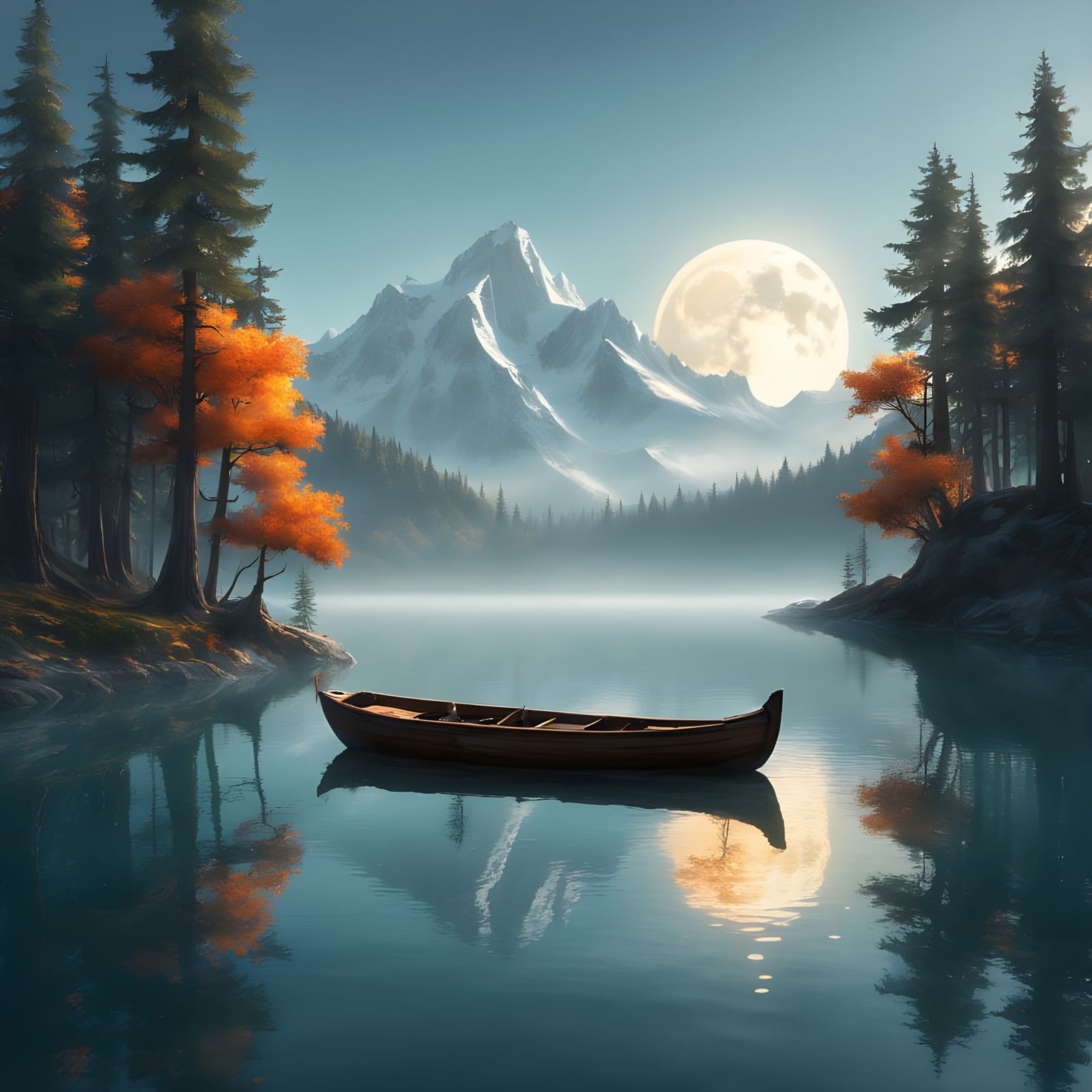 Mountain Moonlit Serenity in Cyberspace