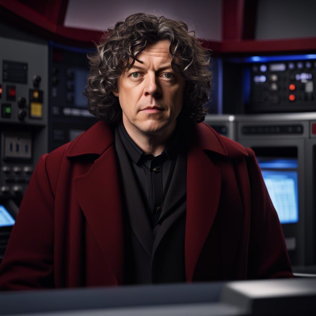 Alan Davies as The Doctor in TARDIS Control Room