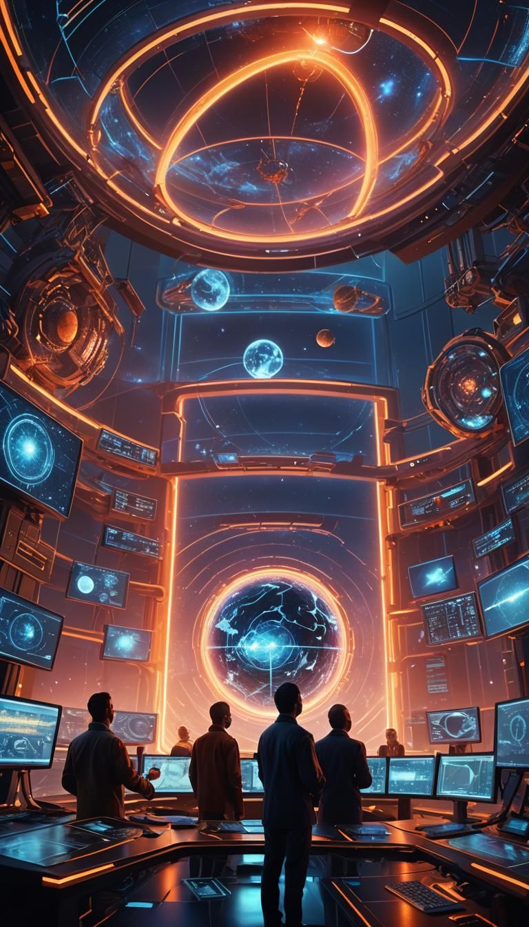 Futuristic Earth Monitoring Control Room: Digital Matte Pain...