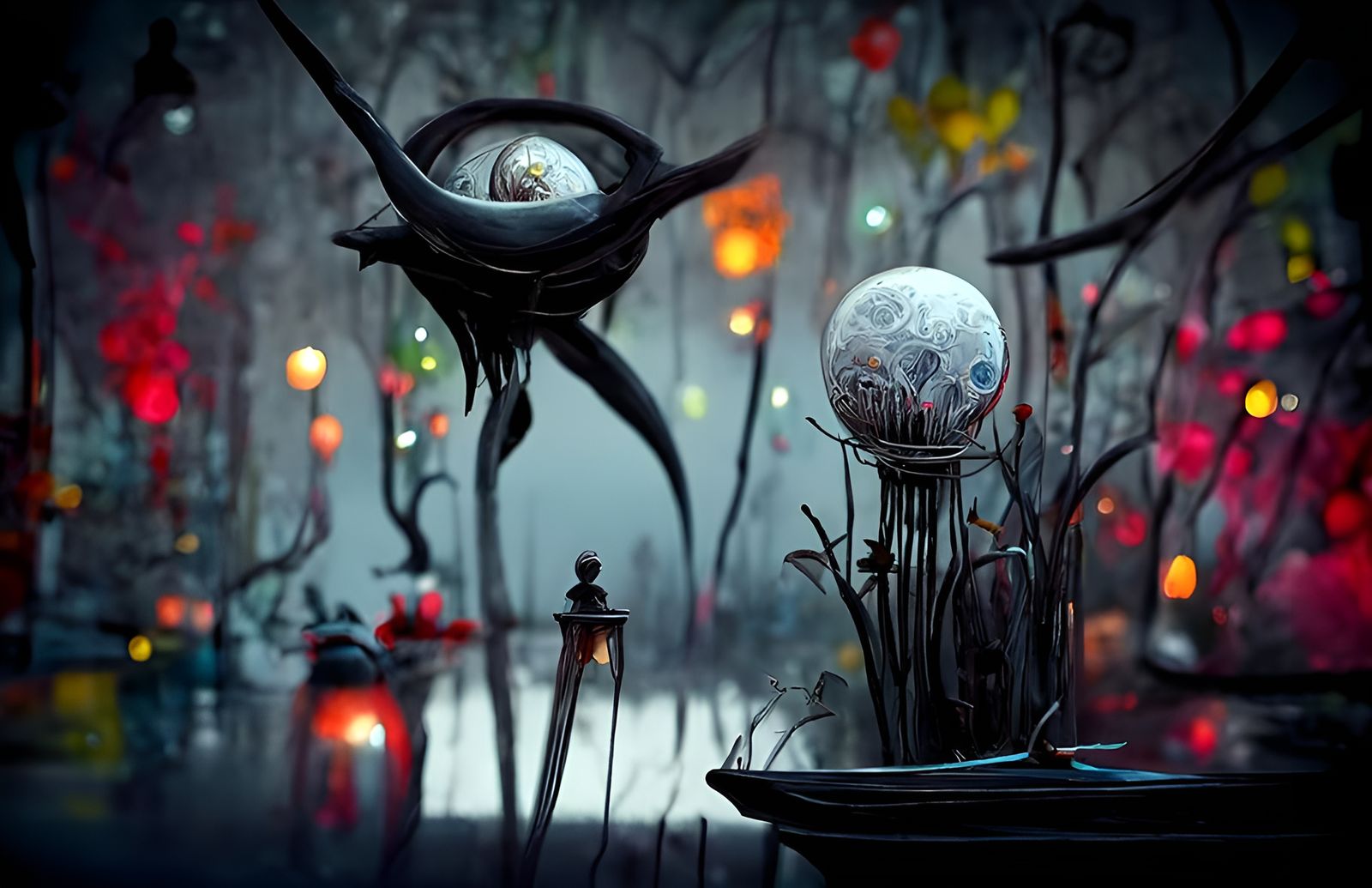 Terrifying Horror House with Demon, Hyperrealistic Digital A...