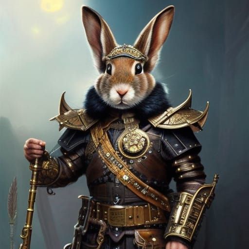 Steampunk Rabbit in Military Armor