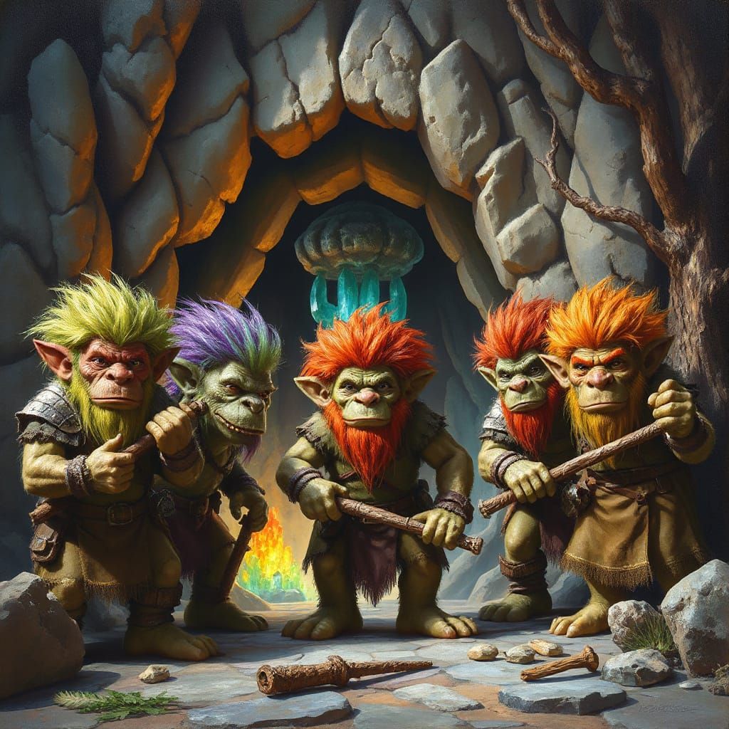Trolls Guarding Crystal Cave: Fantasy Concept Art