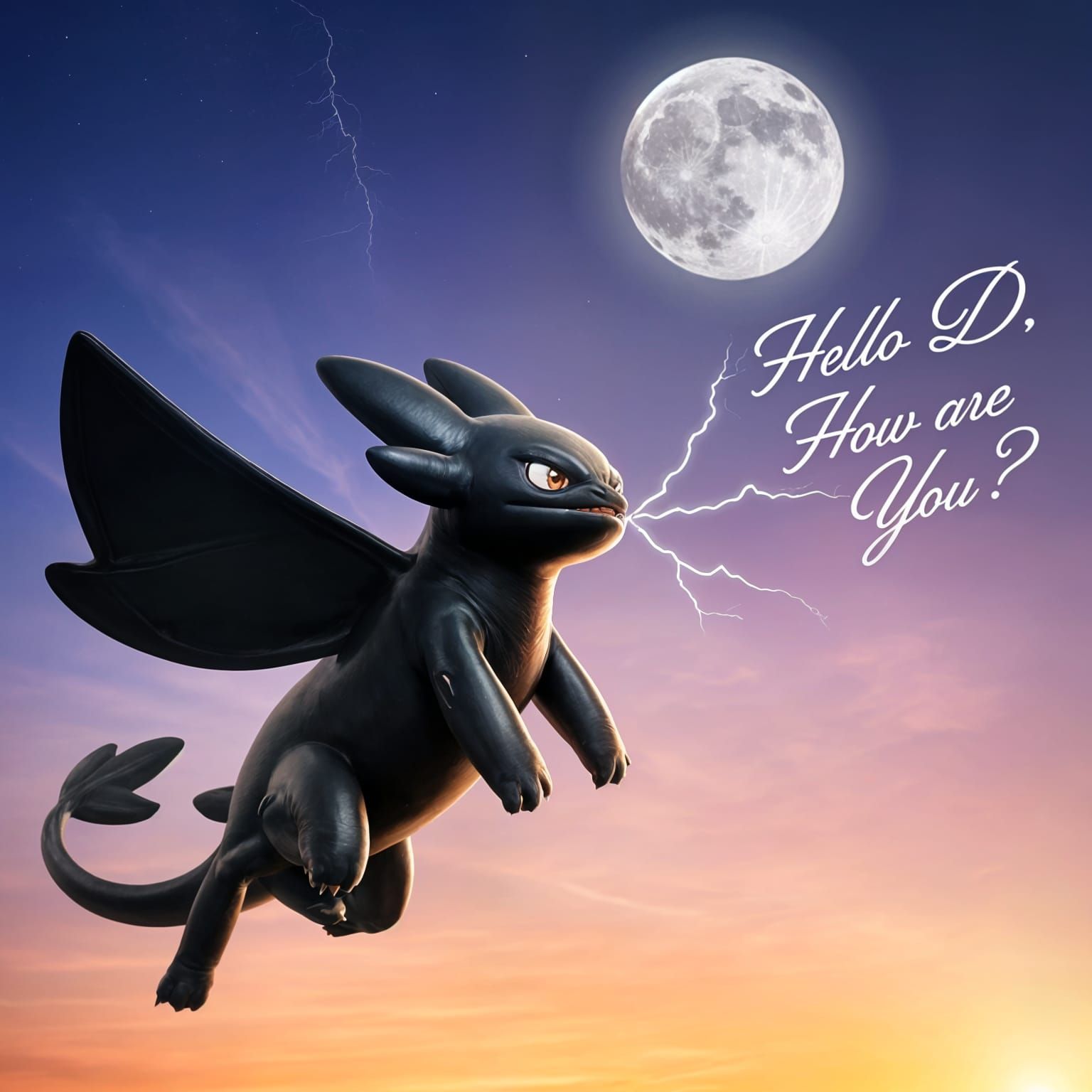 Toothless the Night Fury in Majestic Flight