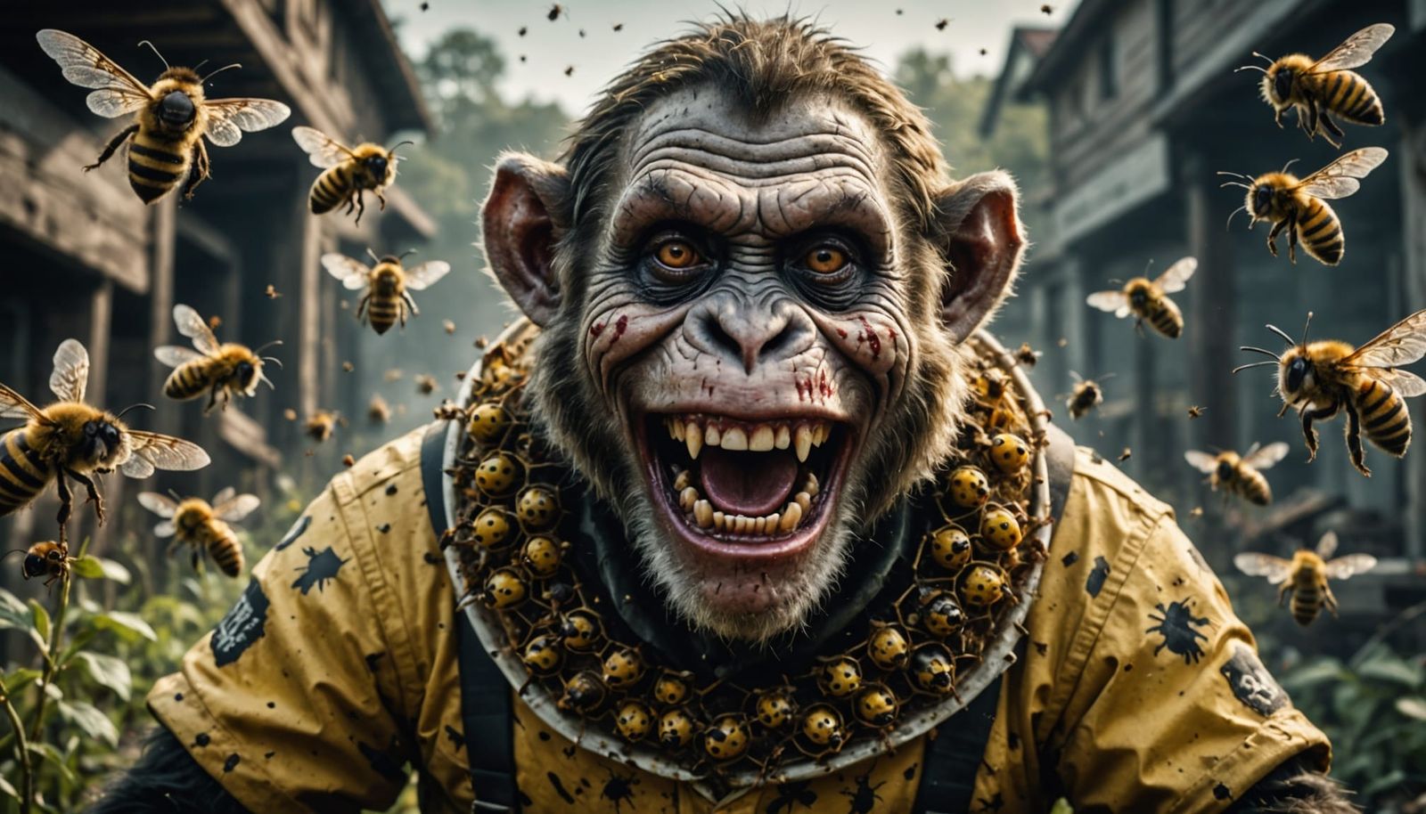 Hyperrealistic Zombie Beekeeper in a Dark, Moody World