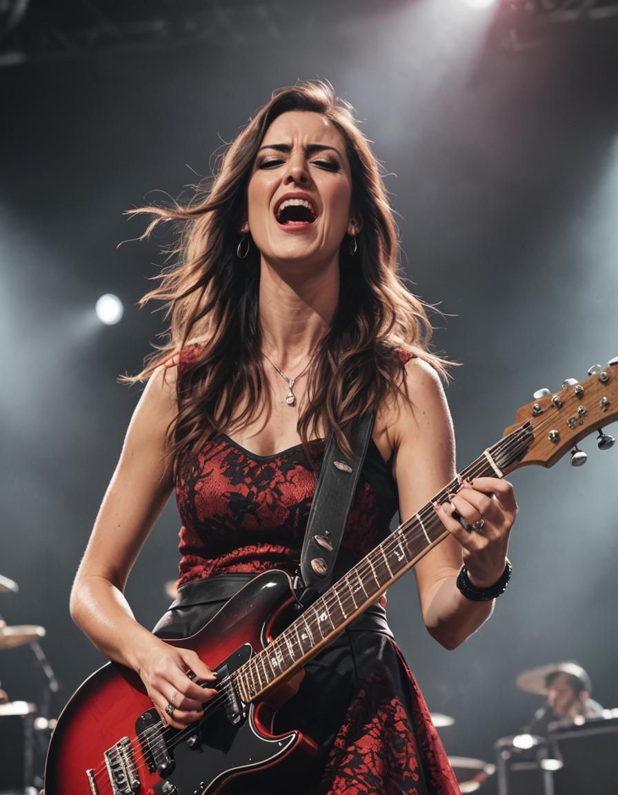 Rockstar Woman in Concert Portrait