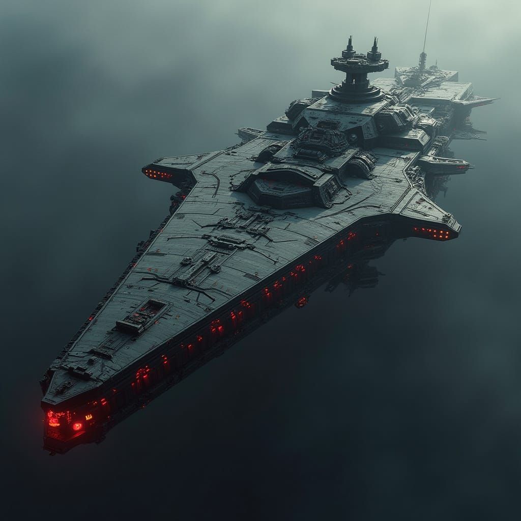 Massive Imperial Warship in Dark, Foreboding Gray