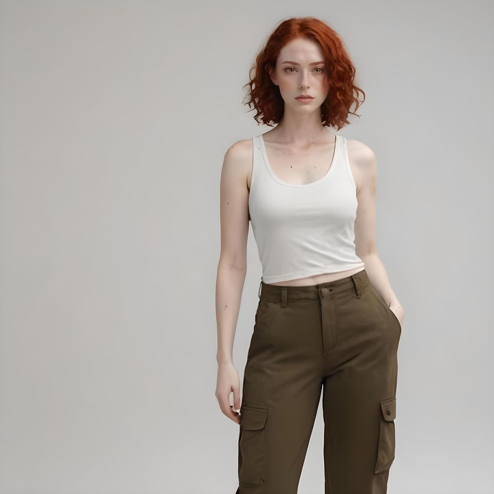 Nervous Freckled Woman with Red Hair