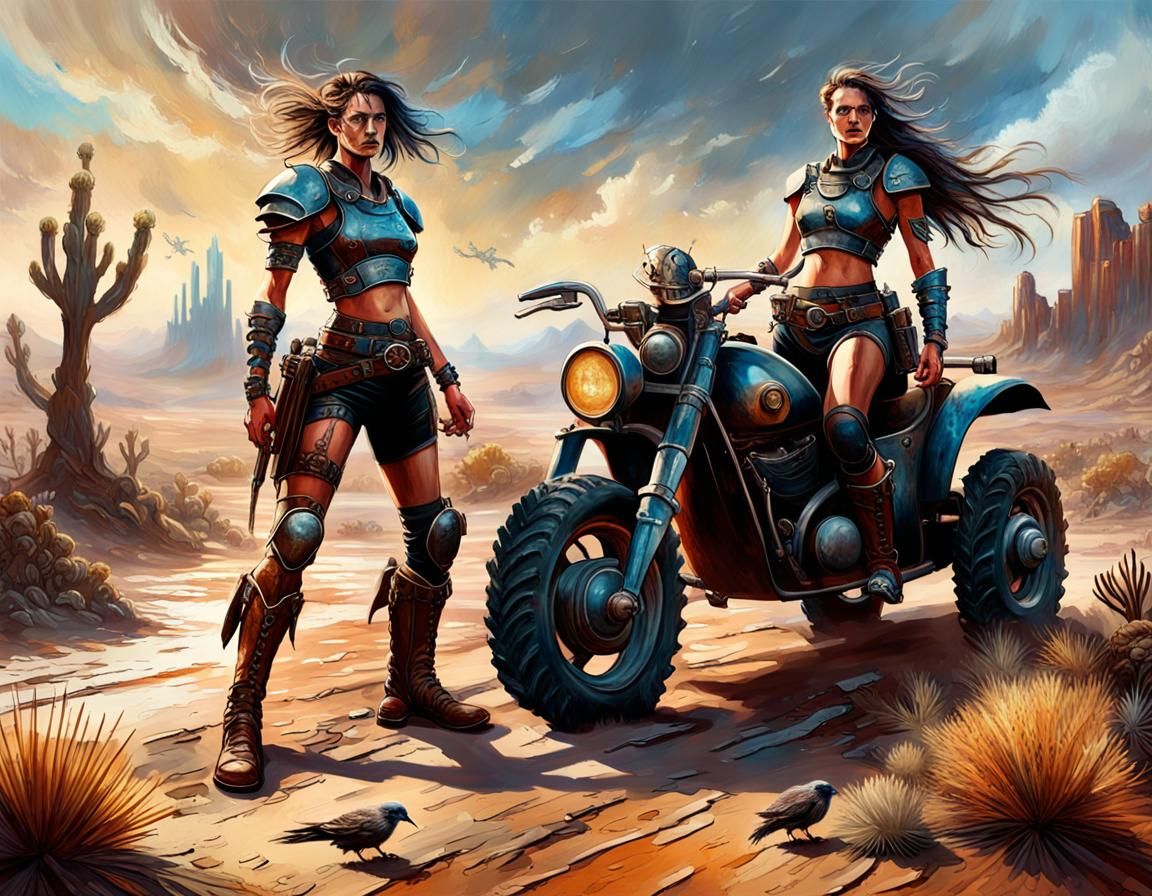 Diesel-Punk Warrior in Post-Apocalyptic Wasteland