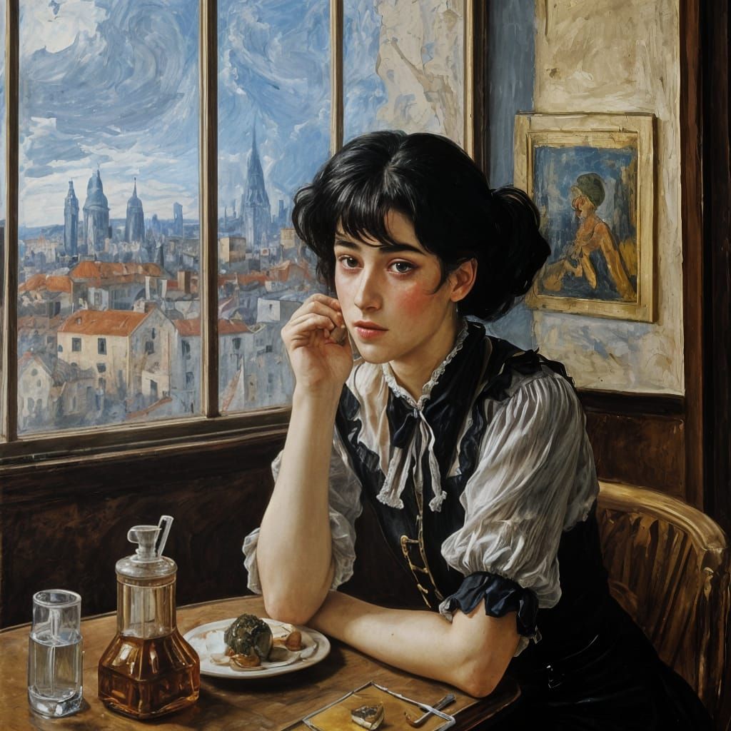 Solitary Figure by Window, Expressionist Style