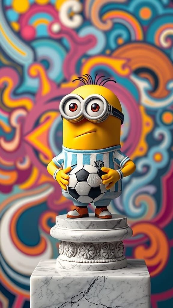 Colorful Minion Soccer Enthusiast in Striped Jersey